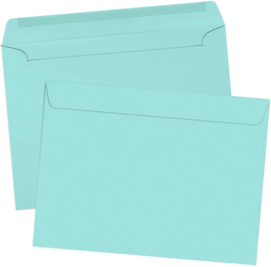 LUXPaper 9 x 12 Booklet Envelopes | Seafoam Blue | 80lb. Text | 50 Qty : Office Products