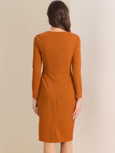 Image of Allegra K Women's Bodycon Dresses Round Neck Long Sleeve Casual Work Outfits Peplum Sheath Dress