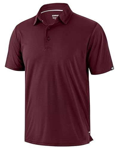 G Gradual Mens Golf Shirt Short Sleeve Dry Fit Moisture Wicking Performance Athletic Jacquard Summer Collared Polo Shirts for Men (Wine Red,X-Large)