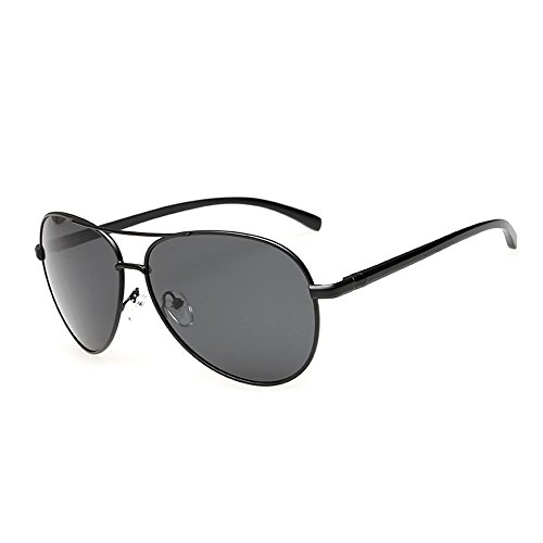 J+S Premium Ultra Sleek, Military Style, Sports Aviator Sunglasses, Polarized, 100% UV protection (Large Frame - Matte Black Frame/Black Lens)