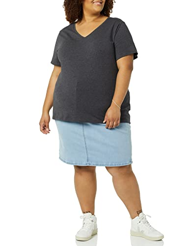 Image of Amazon Essentials Women's Plus Size Short-Sleeve V-Neck T-Shirt