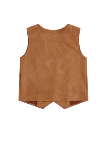 Girl's Tassels Sleeveless Vest 70s Hippie Faux Suede Boho Western Cowgirl Fringe Jacket Cardigan2