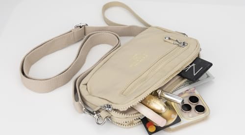 Image of JANKS Small Crossbody Bags for Women Wristlet Wallets Nylon Shoulder Bag with 4 Zipper Carry All Purse Credit Card Holder