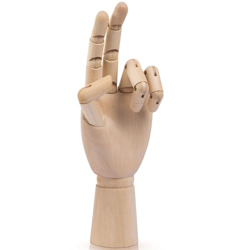 Falling in Art Wooden Hand Model 10Inches Left Hand Mannequin Figure for Jewelry Display and Decoration
