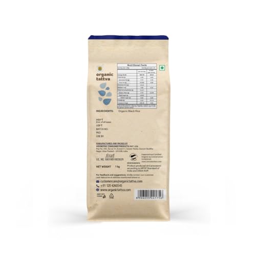 Image of Organic Tattva 'Black Rice', All Natural, Aromatic Unpolished Kavuni Arisi (1Kg, Pack)