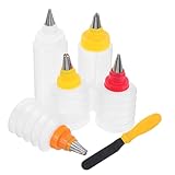 Lurrose Set de 6 Botellas Transparentes para Decorar Pasteles y Galletas Accesorios para Hornear y Dispensar Glaseado Kit Pequeño de Utensilios Caseros para Repostería y Decoración de