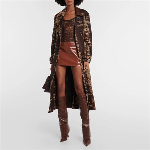 Image of Goolita Fold Over Boots For Women, Pointed Toe Stiletto Heel Knee High Boots Fashion Comfortable Slip On Tall Boots
