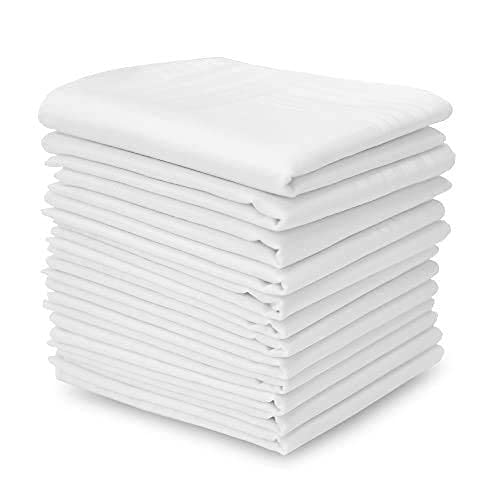 Men's/Gents 100% Cotton Handkerchief/Rumal/Hanky/Hankies (White) -Combo Pack Set of 12pcs PO1-image-35