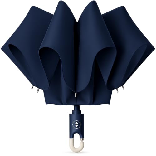 Image of Zemic UV Reversible Umbrella with Novelty Carabiner Handle, Travel-Friendly Umbrellas for Sun & Rain Protection, Windproof Compact, Automatic Open /Close, 8 Dual Ribs, Portable Umbrella for Men and Women