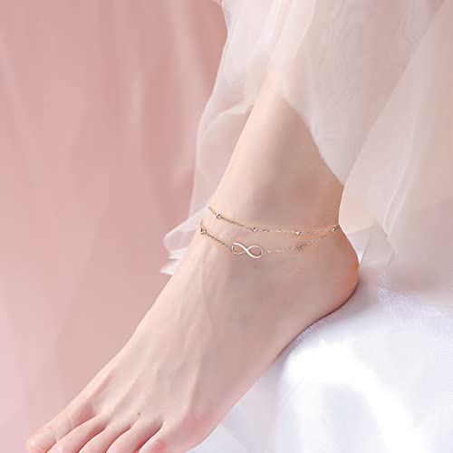 Image of S925 Sterling Silver Anklet for Women Adjustable Plus Foot Ankle Bracelet