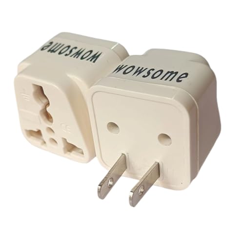 Wowsome 2 Pcs. US Converter Plug Adapter – Convert Indian, UK/EU/AU Plug to USA, Canada, Japan, Philippines & 30+ Countries – Type A 10A – Universal Plug Conversion Travel Adaptor – Pack of 2 – White