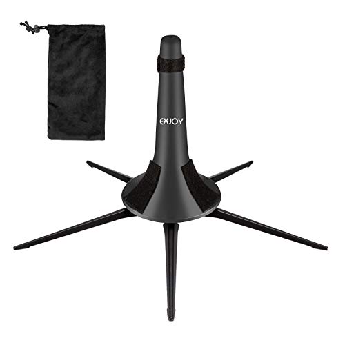 Trumpet Stand EXJOY Portable Trumpet  Holder with 5 Foldable Stable Metal Legs for Trumpet, Including Carrying Bag, Black