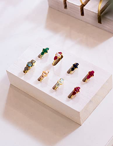 Bague dorée Kasia rubis rouge bague pierre précieuse femme et alliance fine empilable - 5