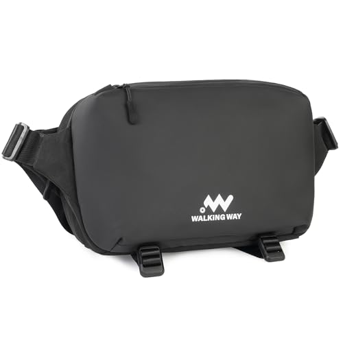 Walking Way Camera Bag Kameragurt-Tasche schwarz, wasserdichte Schultertasche, Casual Kameratasche Klein für DSLR, Objektive und Zubehör, Einstellbare Sling Bag mit Stativhalter für Fotografen