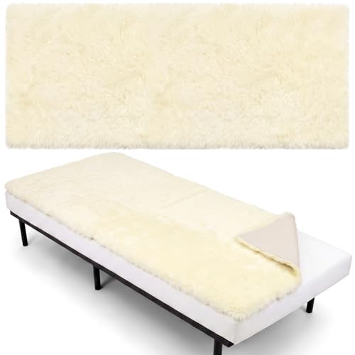 Chumia Super Soft Sheepskin Bed Pads Fluffy Sheepskin Underlay Extra Thick Mattress Pad Cover for Preventing Bedsores Ulcer Prevention Bedridden Patient(32 * 79in)
