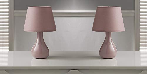 Image of K LIVING Calvin Pink Table Lamp & Shade Pair