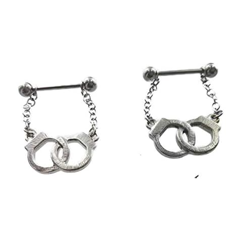 Body Accentz Nipple Shield Rings barbell barbells Handcuffs sold as a pair 14 gauge Cover