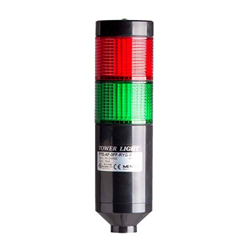 PTE-AF-202-RG-B, LED Stack Tower Light, 56mm red/Green Color 2 Stack Modular, Steady/Flash, Pole mounting Black Body, 25