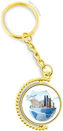 DIYthinker Travel Journey America Mount Plane Metal Connector Key Chain Ring Accessory Golden Keyholder image 2