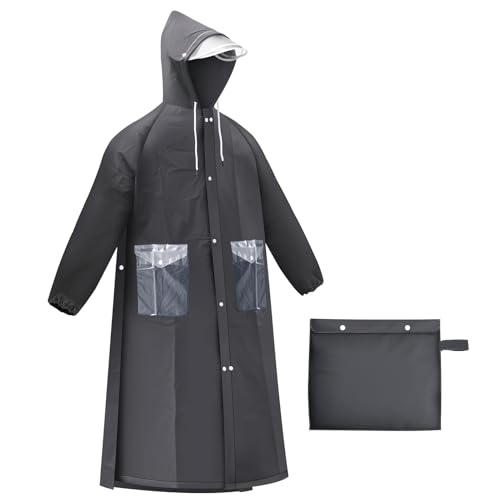 Desoto Regenponcho Extra Lang, Wasserdicht Regenmantel Radfahren Regen Poncho Portable Leichte Regenjacke Mit Kapuze, Wiederverwendbare, mit Tasche, für Backpacking Camping...
