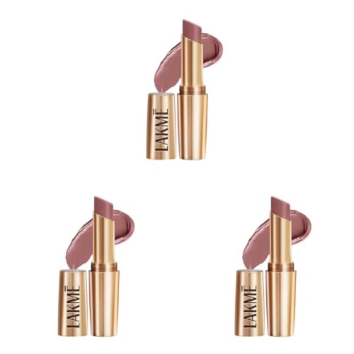 Image of Lakme Powerplay Priming Matte Lipstick, Smooth Matte Finish, Lightweight Lipstick, Smudgeproof, Lasts 16hrs, Hydrates Lips, Dusty Pink, 3.6g (Pack of 3)