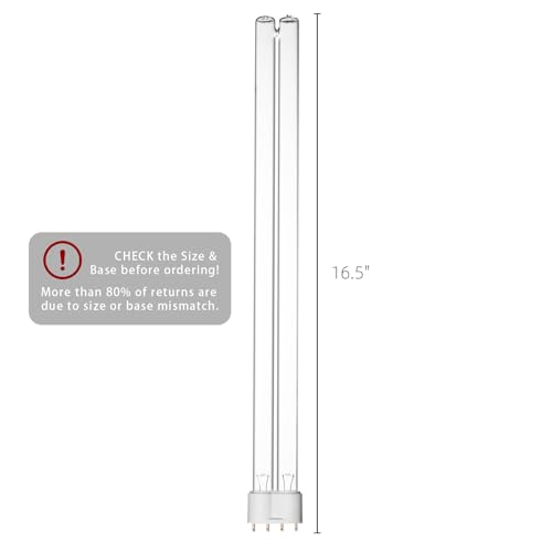 Image of coospider-repta 2 Pack 36 Watts UV Bulb 16.5 Inch Germicidal 2G111 Base UVC Replacement Light Bulb for HVAC Duct Air Purifier & Pond Clarifier