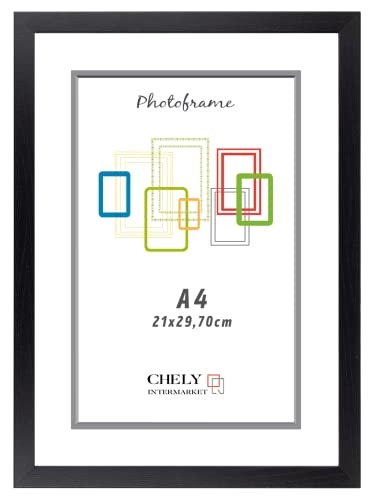 CHELY INTERMARKET | 15C2A | Marcos Diplomas A4 Pared (Negro) MOD-254, Hecho de Madera, Ancho de...