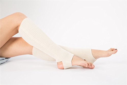 Yoga Socks for Women Girls Workout Socks Toeless Training Dance Leg Warmers (White)2