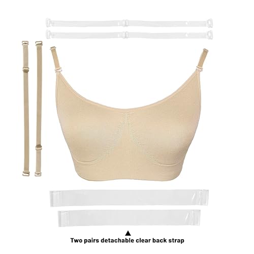 Women and Girls Professional Ballet Dance Bras Adjustable Clear Straps Seamless No Sponge(XW5B13)4