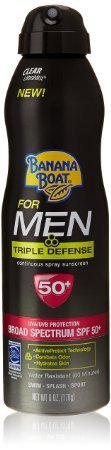 Banana Boat Sunscreen for Men Triple Defense Sunscreen Spray, SPF 50, 6 Oz (Pack of 3)