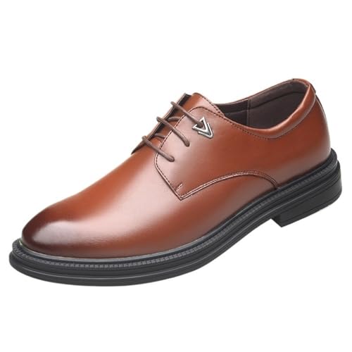 Men's Lace up Dress Shoes Genuine Leather Low Top Oxfords Comfortable Slip Formal and Business Casual Work Shoes for Autumn Fashion