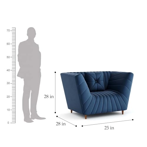 Image of Amazon Brand - Solimo Corell Tufted Velvet Fabric 3+1+1 Seater Sofa for Living Room Furniture (Blue)|3 Year Warranty