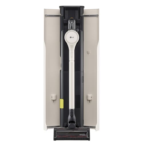LG CordZero con All-in-One Tower A9T PRIME1C, Aspirapolvere senza Fili con Svuotamento Automatico, 260W, Autonomia 60 min, 2 Spazzole + 2 Accessori, Wi-Fi, Kompressor, Calming Beige