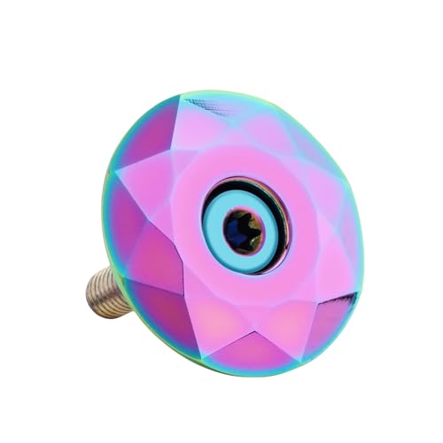 NELboNs Bike Headset Top Cap Aluminum Alloy Cycling Headset Stem Top Cap with M6x35mm Titanium Bolt for MTB Road Bike,Rainbow