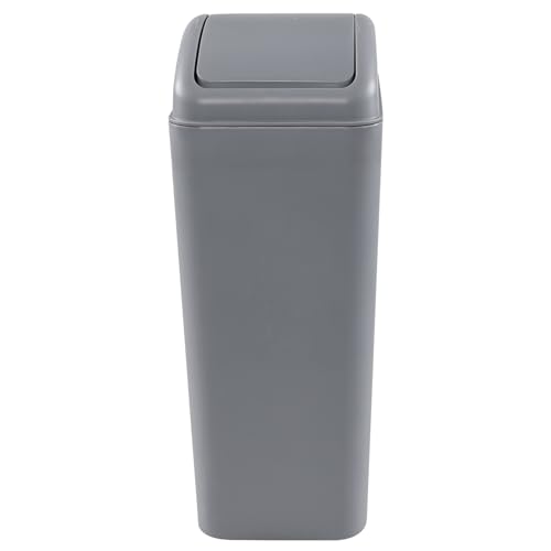 Caneca de basura plástica rectangular con tapa abatible, 12 L gris