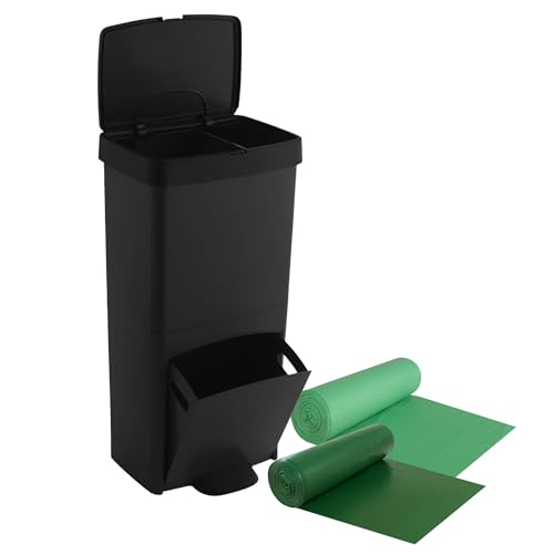 SP Berner Pack Cubo de basura o reciclaje 70L, VERTICAL, 2 Compartimentos, Papelera residuos, 76 cm, fácil gestión, INCLUYE bolsas de basura adaptadas 30+40L