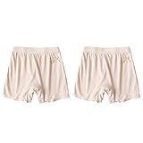 [JETSO 4U] 女の子 ショートパンツ レギンス 2本入り セーフティパンツ パンツ 無地 下着 リボン かわいい 柔らかくて快適 多色 小学生100-160 cm(シャンパン，100)