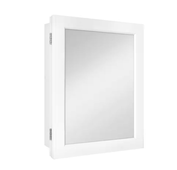 15-1/4 in. W x 19-3/8 in. H Rectangular Framed Recessed or Surface-Mount Bathroom Medicine Cabinet with Mirror, White 1010399802