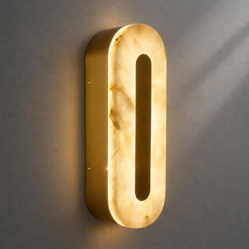 YMDHFS Alabaster Wall Sconces Oval Marble Wall Sconce with Gold Base - image 1
