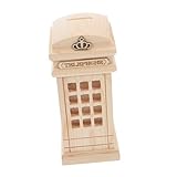 Sewroro 木製貯箱 大容量 コイン収納瓶 小銭入れケース 耐久性のある木材使用 家 オフィス向け 装飾付きキャッシュコンテナボックス 电话 デザイン