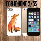 Brown Fox Painting Cute Custom made Case/Cover/skin FOR Apple iPhone 5/5S - White - Rubber Case ( Ship From CA)