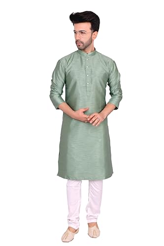 Cotton Silk Blend Kurta and Pyjama Set, Medium Length, Regular Fit, Multicolor