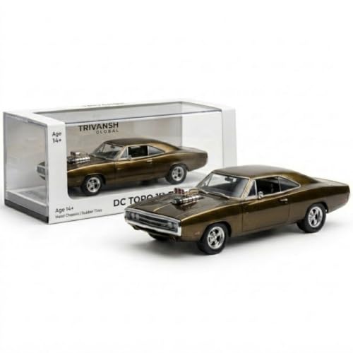 Image of Fast & Furious Inspired Luxury Street Muscle Racer Die-Cast 1:64 Scale Collectible Model with Premium Finish, Authentic Styling, Detailed Bodywork, Smooth Free Wheels, Display Box (Golden)