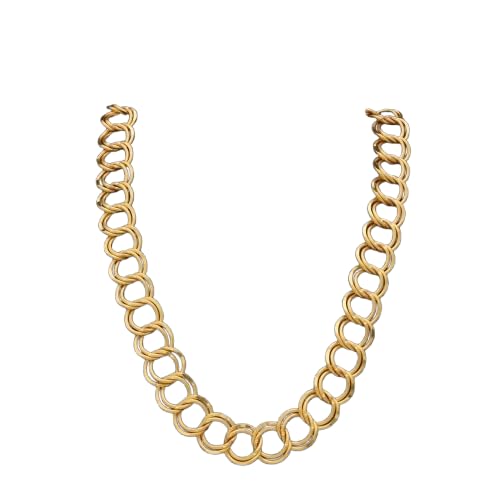 Double Loop Chain Necklace, Gold-Tone Statement Jewellery, Classic Link Design-image-4
