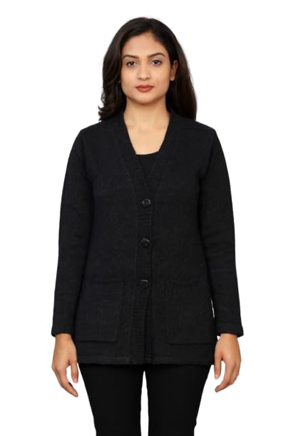 Radhu Fashion Women's Woolen V-Neck Full Sleeve Cardigan with Side Pockets, Soft Stylish Winter Sweater for Ladies, Cozy Casual Woolen Office Wear-picture-37