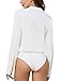 TQD Women Button Down Bodysuit Long Sleeve Collared Shirt Satin Blouse Body Suit Dressy Business Casual Office Professional