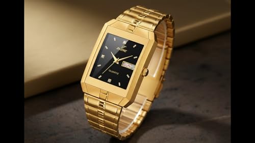Image of Dezine Men's Day Date Display Golden Analog Watch