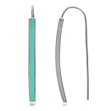 Silvershake Long Created Green Turquoise Inlay White Gold Plated 925 Sterling Silver Threader Earrings