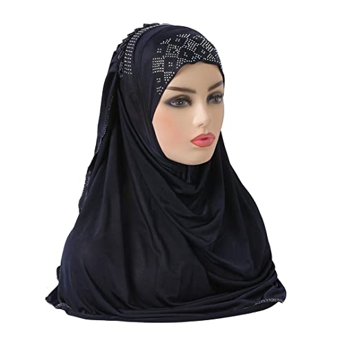 Medium Size 60 * 60Cm Muslim Hijab with Crinkles Pull On Islamic Scarf Wrap - Main Image