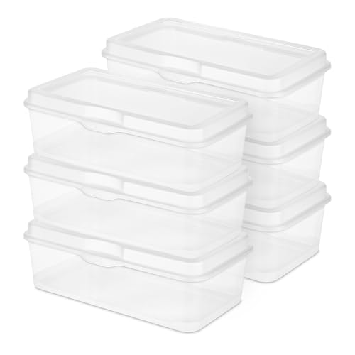 Sterilite 6-Pack FlipTop Stackable Rectangular Storage Bin with H...